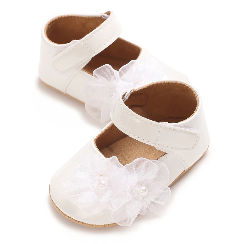 Baby Mädchen Weiche Prinzessin Kleid Flache Schuhe Baby Hochzeit Perle Blume Dekoration Mary Jane Erste Spaziergang Neugeborenen Schuhe Taufe Schuhe – Detail 10