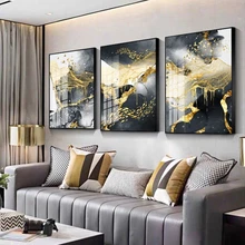 

Canvas Art Painting Home Decor Wall Art Abstract Marble Scenery Picture Golden Luxury Decor Poster and Print for Living Room