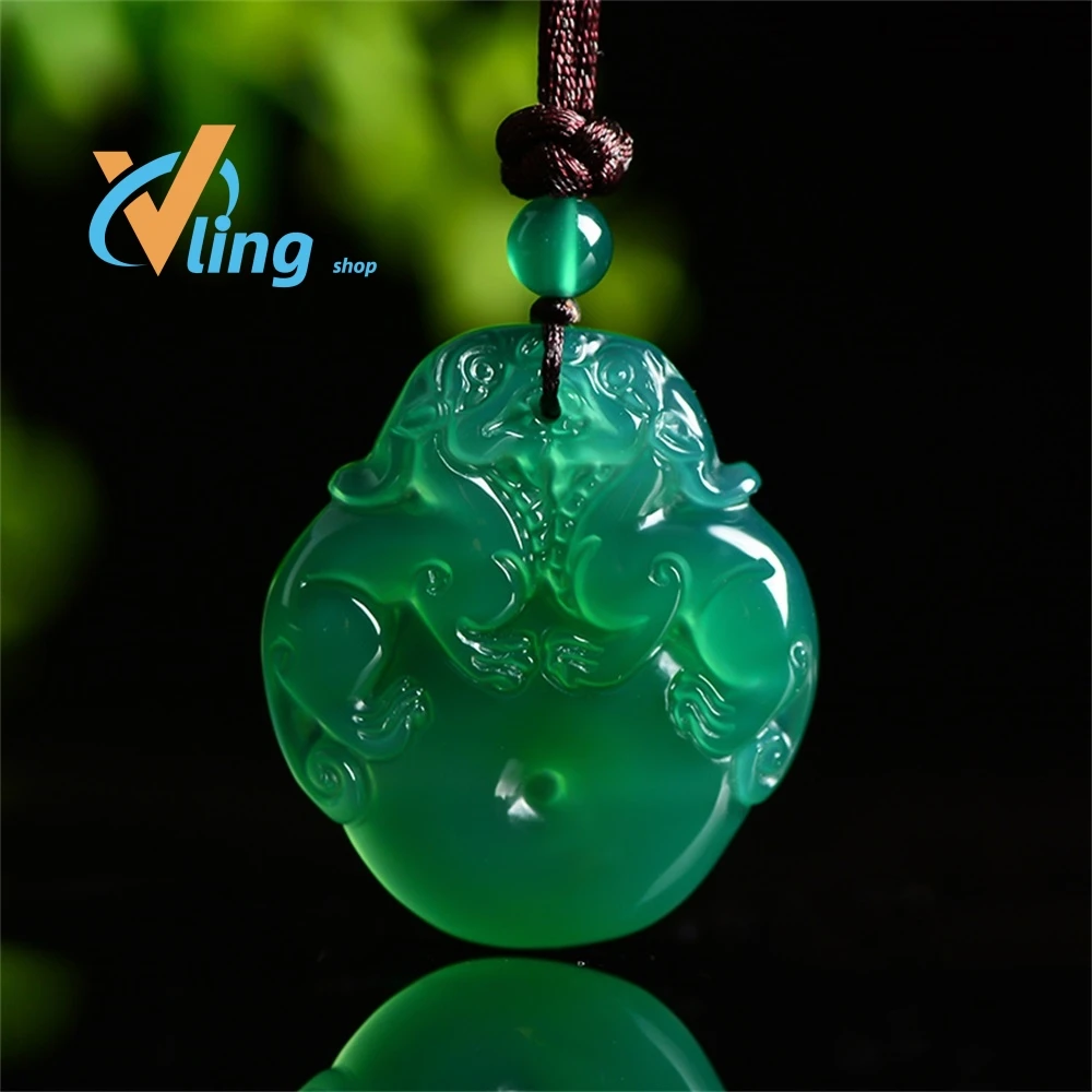 2022Natural Green Agate good luck Pi xiu Pendant Jewelry Lucky Exorcise evil spirits Auspicious Amulet Jade Pendant Fine Jewelry