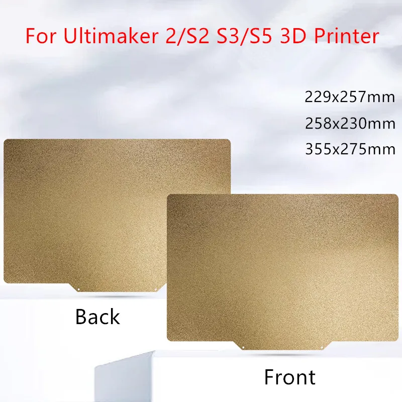 Für Ultimaker S5/S2 S3/S2 PEI-Bauplatte Doppelseitige Strukturierte PEI-Federstahlplatte 355x275/258x230/229x257mm Druckbett