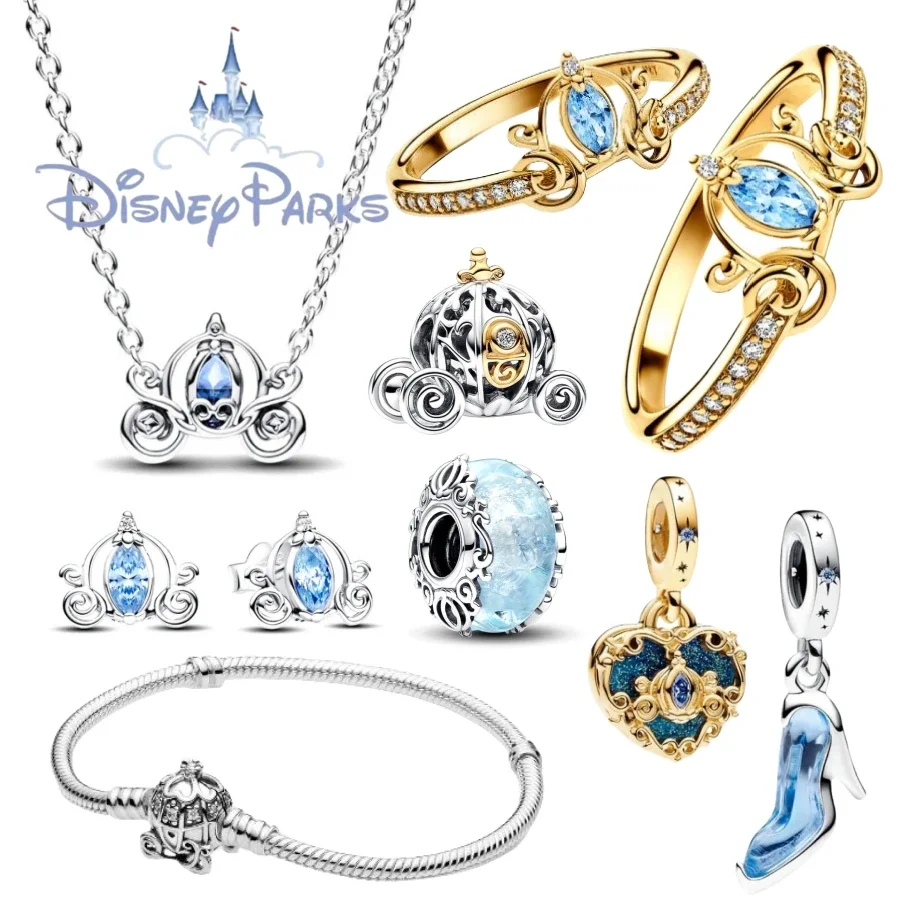 2024 Potdemie Disney Cenerentola Murano Glass Charm Beads Fit Original Pandora Bracciale Accessori Fai Da Te Gioielli Donna Fine Gift
