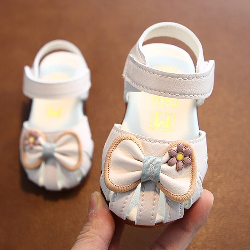 Summer Toddler Baby Sandals Girl Bowtie Princess Walking Shoes Soft Sole Anitslip First Walkers 0-3 Years baby sandals