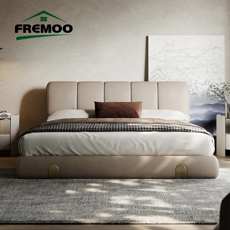 Modern Leather Double Bed With Storage King /Queen Size Bed Frame Home