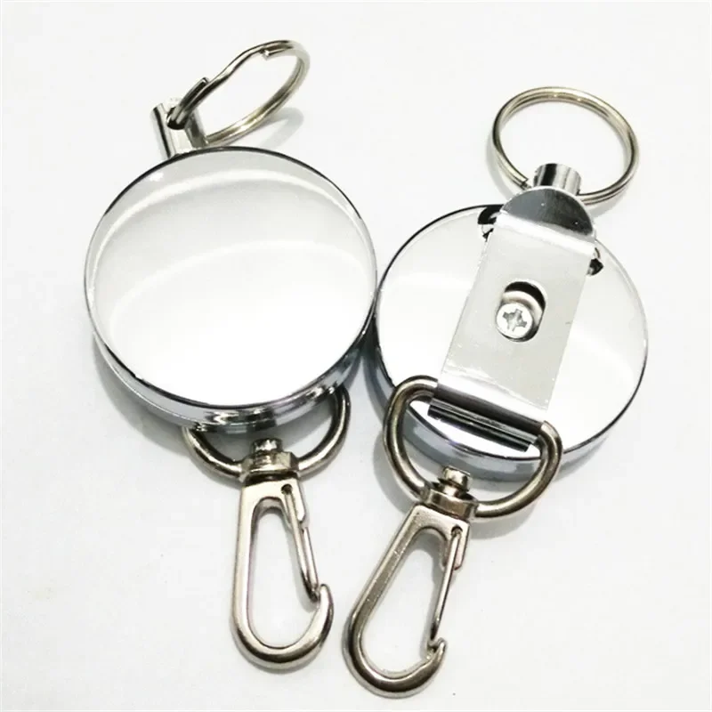

Metal Retractable Pull Key Ring ID Badge Holder Name Tag Card Holder Recoil Reel Belt Clip Gift Office Supplies