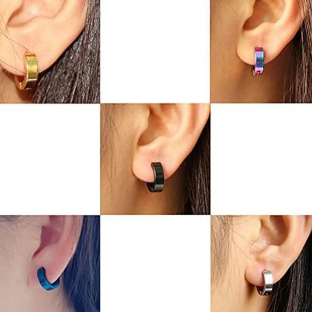 Neu im trendigen, minimalistischen Edelstahl-Creolen, Ohrpiercings, rund, für Männer und Frauen, wasserdicht, Vintage-Schmuck, Dekoration – Detail 2