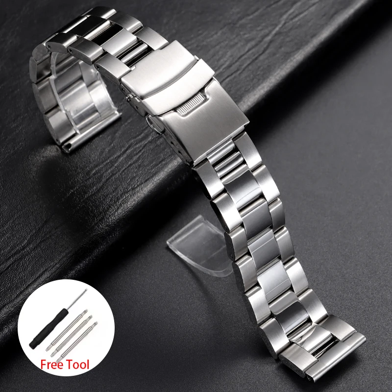 Premium Solid Stainless Steel Watch Strap with Double Safety Fold Buckle