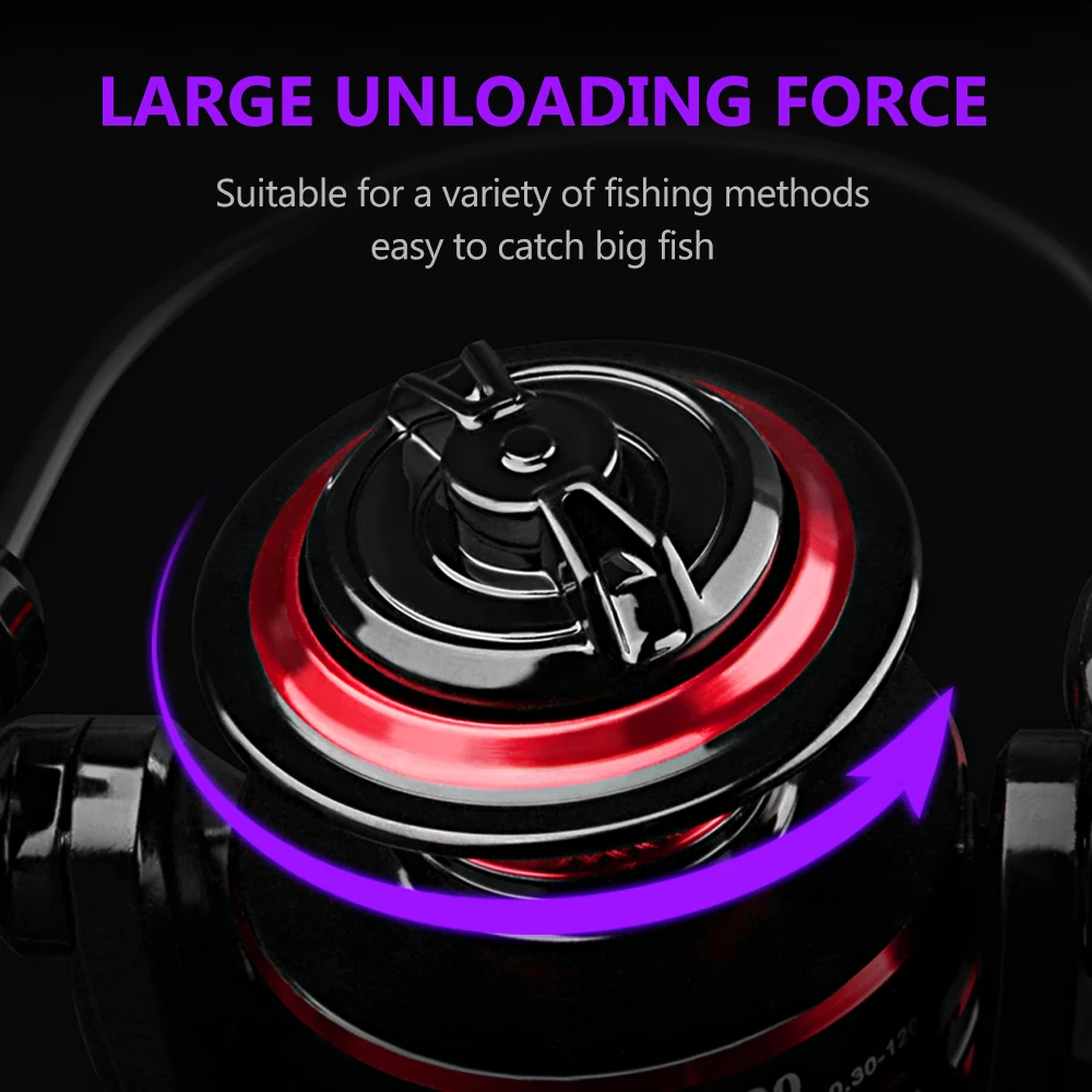 DEUKIO Fishing Reel 2000-7000 Max Drag 12KG Spinning Reels Metal Spool 5.0:1 carretilhas de pesca Reel for Fishing Accessories