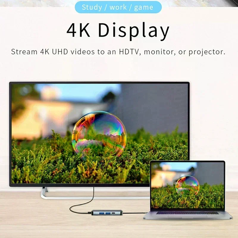 USB-C 허브 8IN1 타입 C 어댑터 멀티포트 USB3.0 PD 충전 포트 T..