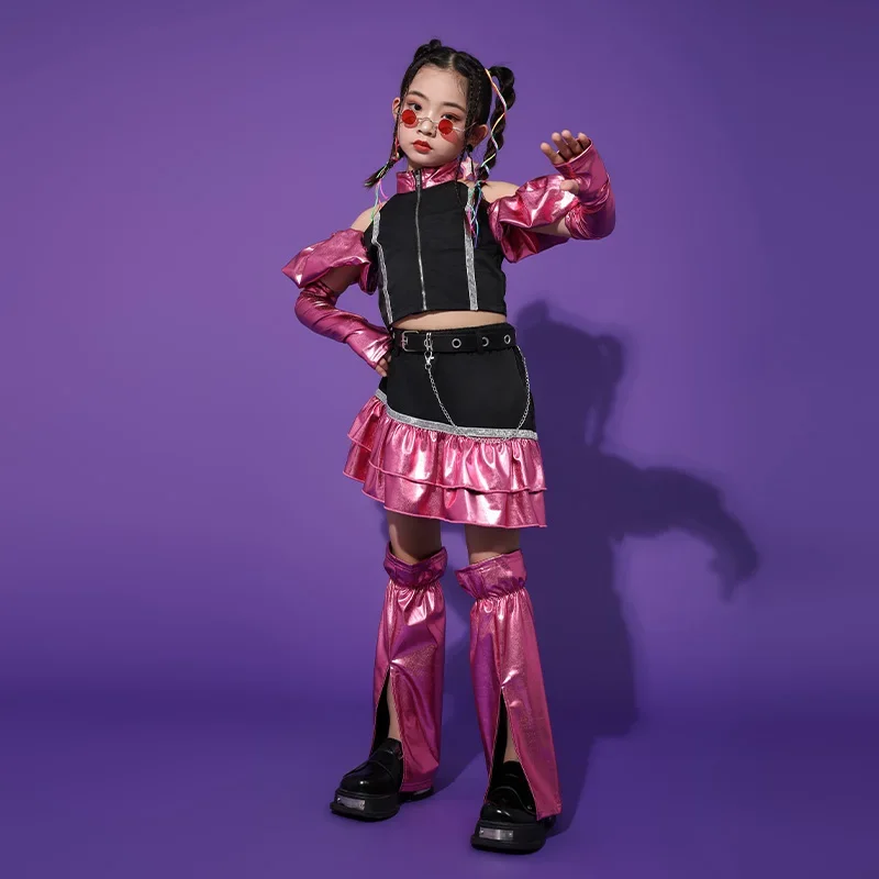 

Hip-hop Jazz Street Dance Costume Girls Kids Stage Modern Modeling Runway Tide Shiny Cool Clothes Performance Clothes Children