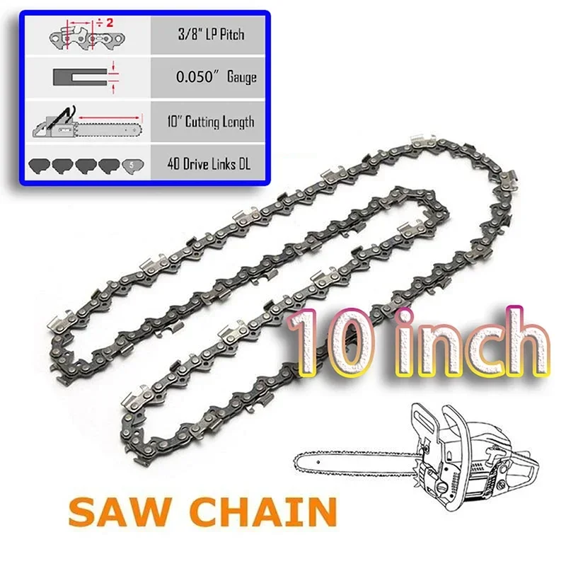 10 Inch Chain Saw 40DL 20 Cutter 3/8"LP .050"Gauge Electric Chainsaw Chains for Logging and Pruning Chainsaw Parts
