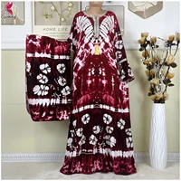 New Muslim Pure Cotton Long Sleeve Women Dashiki Dress Print Floral Boubou Maxi Islam Women Loose Dress African Abaya Clothes