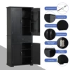Bathroom Storage Cabinet with Doors and Drawer, Multiple Storage Space, Adjustable Shelf, Black 6