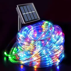 Solar - Powered Outdoor LED Rope Lights - 8 Mode Waterproof Decorative String for Garden and Celebrations (Multicolor)