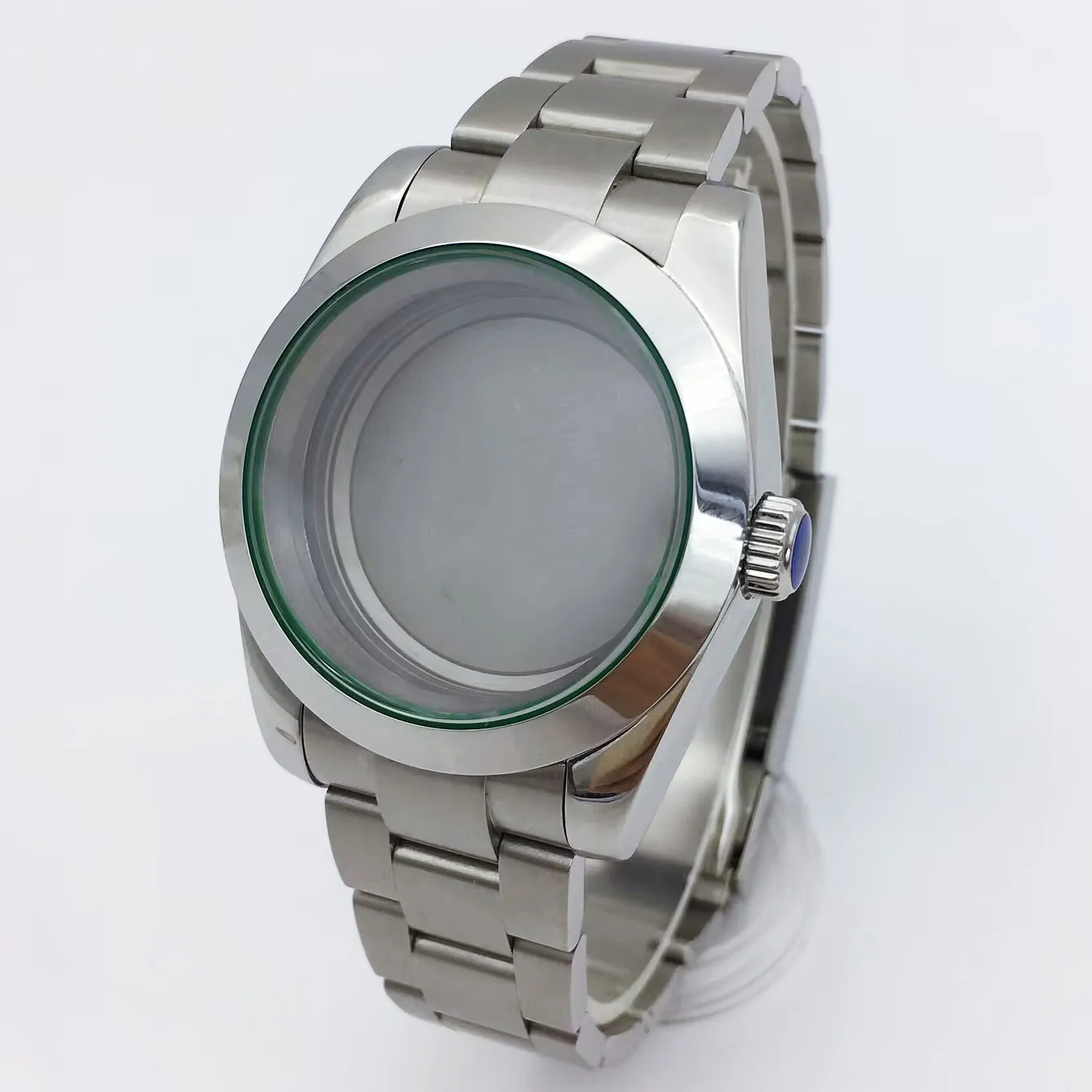 腕時計　部品　BLIGER　R　カスタム BLIGER 36mm/40mm Silver Watch Case Green Glass Gasket