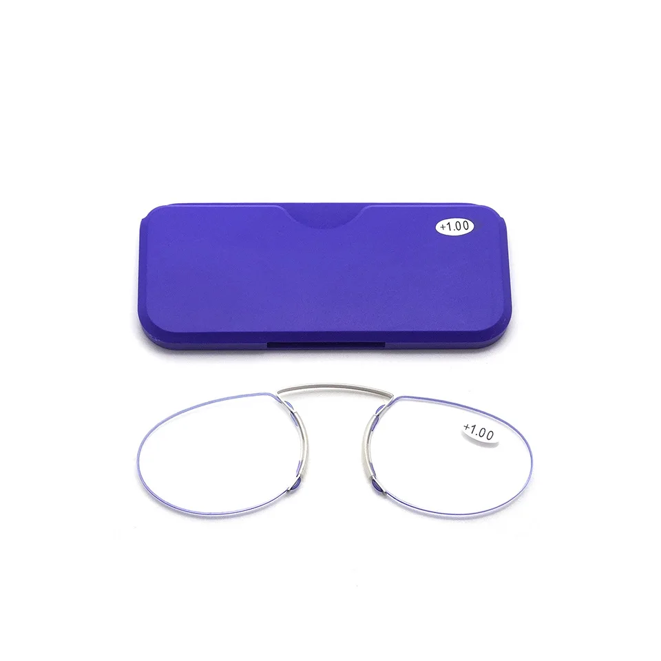 Rimless Foam Nose Clip on Reading Glasses Mini Portable Lazy Glasses Alloy Case Men Women Gafas De Lectura +1 To +3