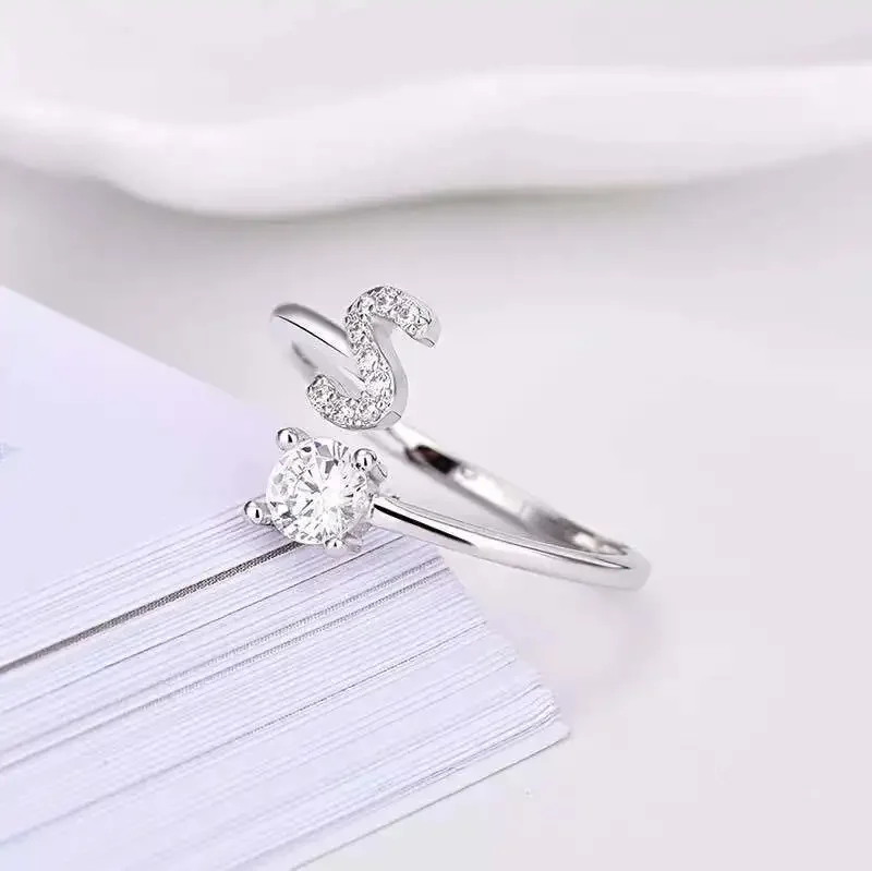 Rings 26 English Letter Open Finger A-Z Initials Name Alphabet Female Creative Fashion Wedding Party Jewelry Gifts