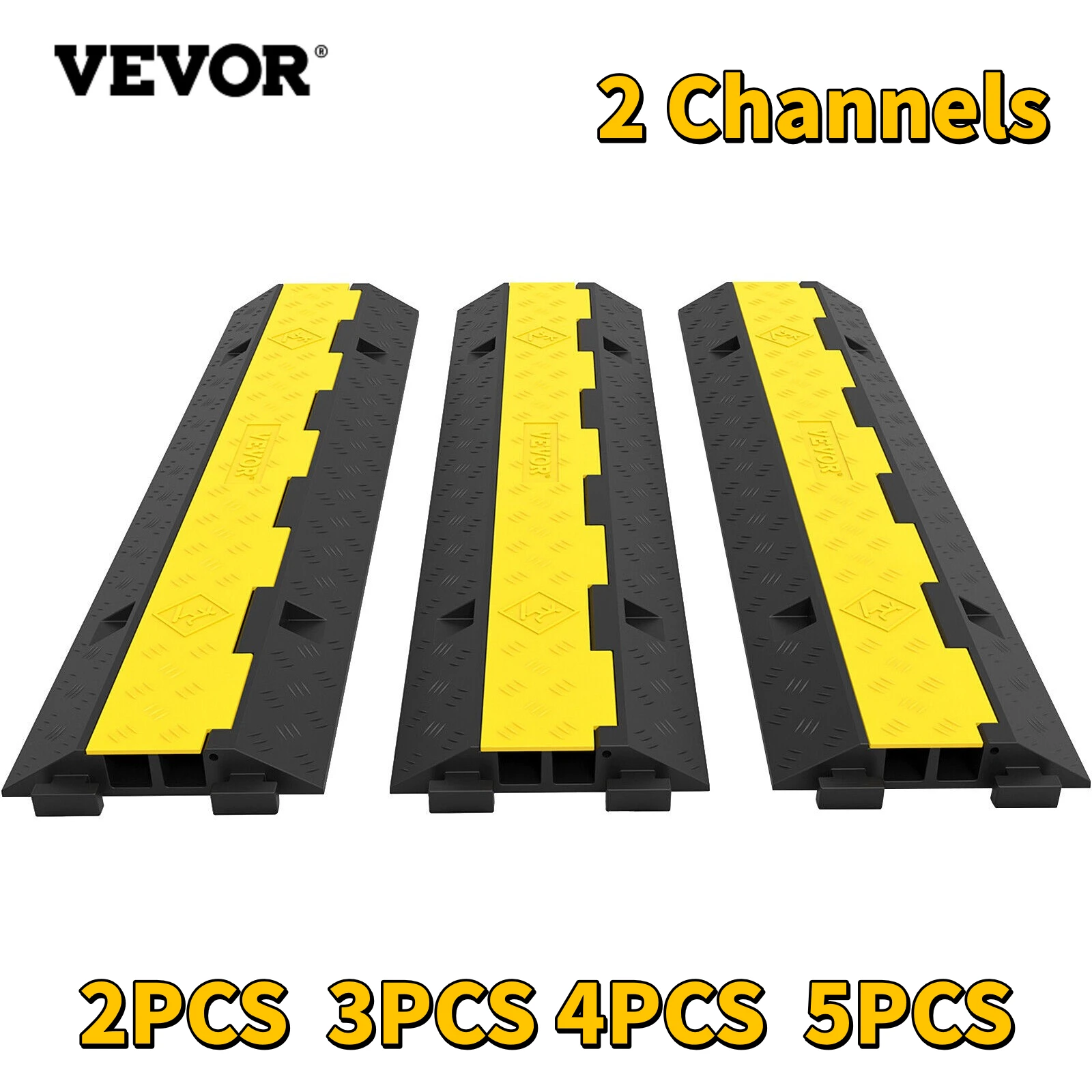 VEVOR Cable Protector Ramp Wire Cable Cover Cord Guard 2 Channels