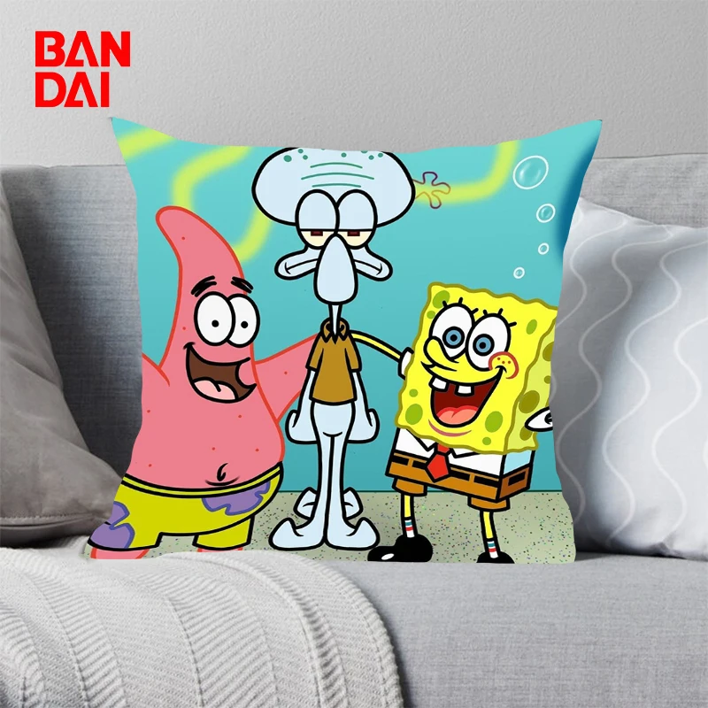 

Kawaii Spongebob Throw Pillow Covers for Bed Pillows Decor Home Pillowcase Car Sofa Short Plush Cushion Cover 45x45cm Cushions