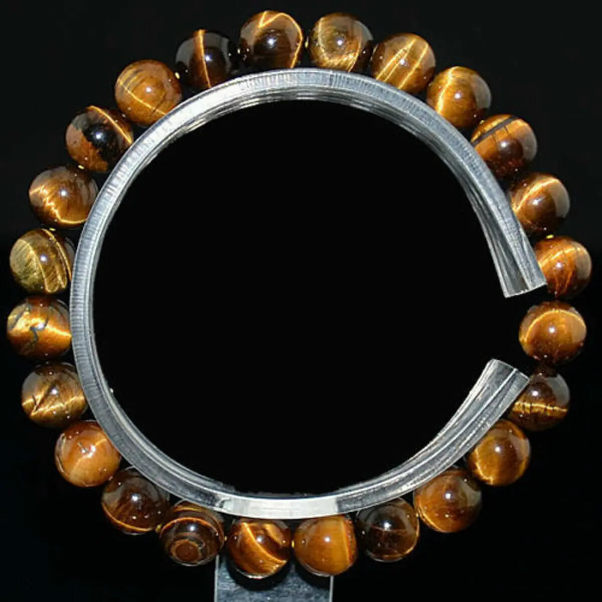 

Natural 6mm Yellow Tiger Eye Round Gemstone Beads Stretch Bracelet 7.5''