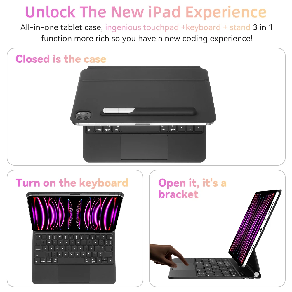 Tablet Keyboard Case Magic Keyboard for iPad Pro 11 iPad Air 4/5/6 10th Gen 12.9 13