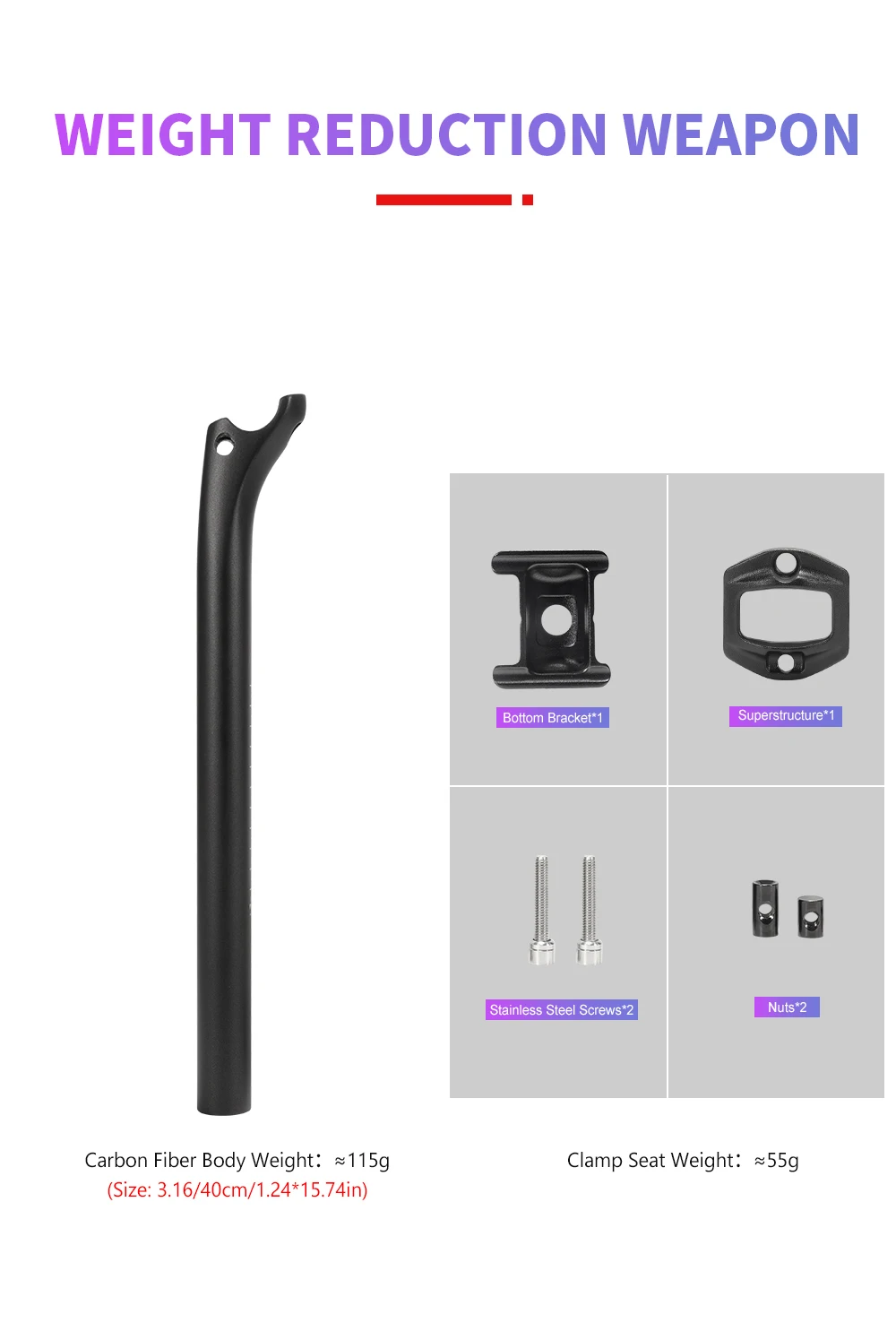 TOSEEK Carbon Sattelstütze 27,2 31,6mm Länge 400mm Offset 20mm MTB Rennrad Sattelstütze Sitzrohr Fahrrad teile MTB Carbon Kanu – Detail 6