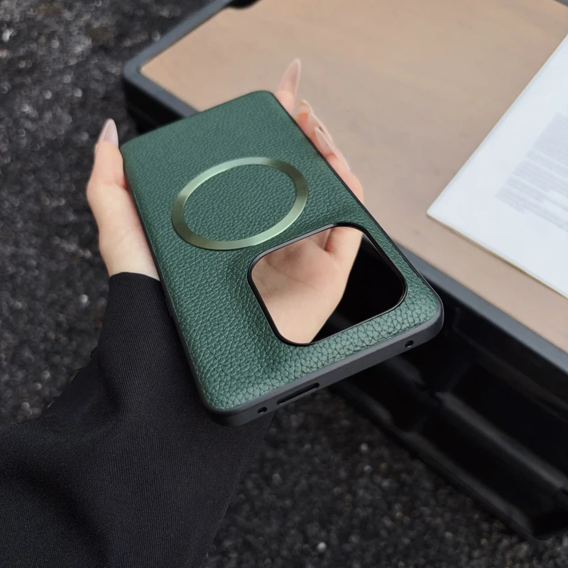 ELVEV Magnetic Lichee Pattern PU Leather + PC Anti-Fall Case Cover