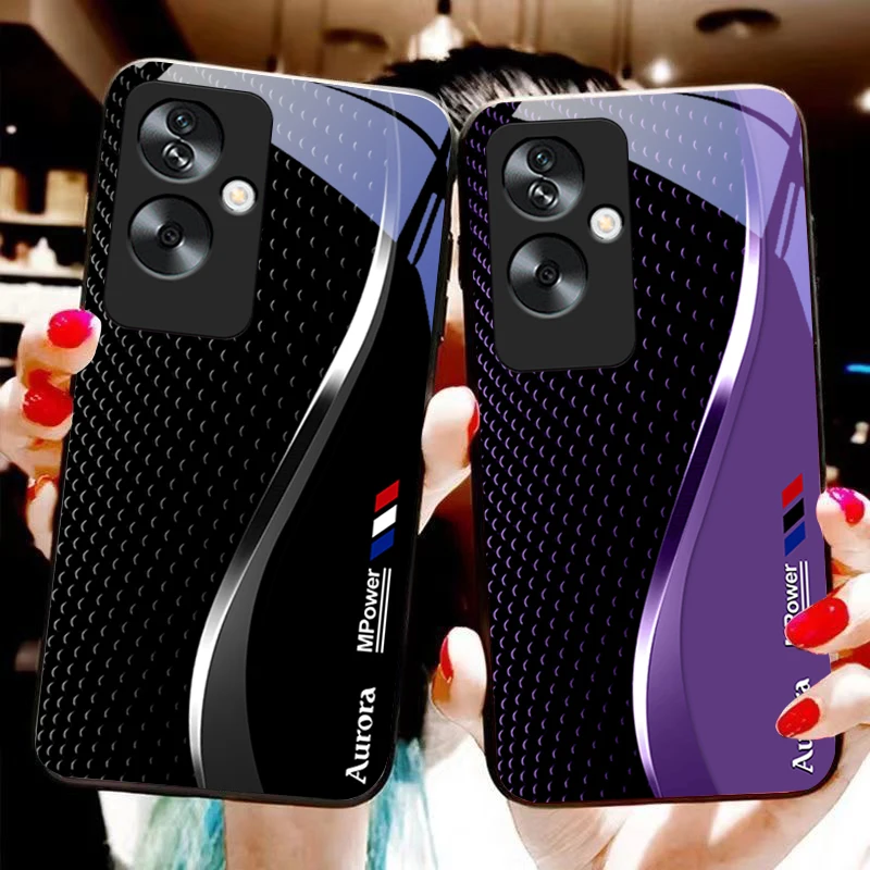 Sleek Black Phone Case with Tempered Glass Protection