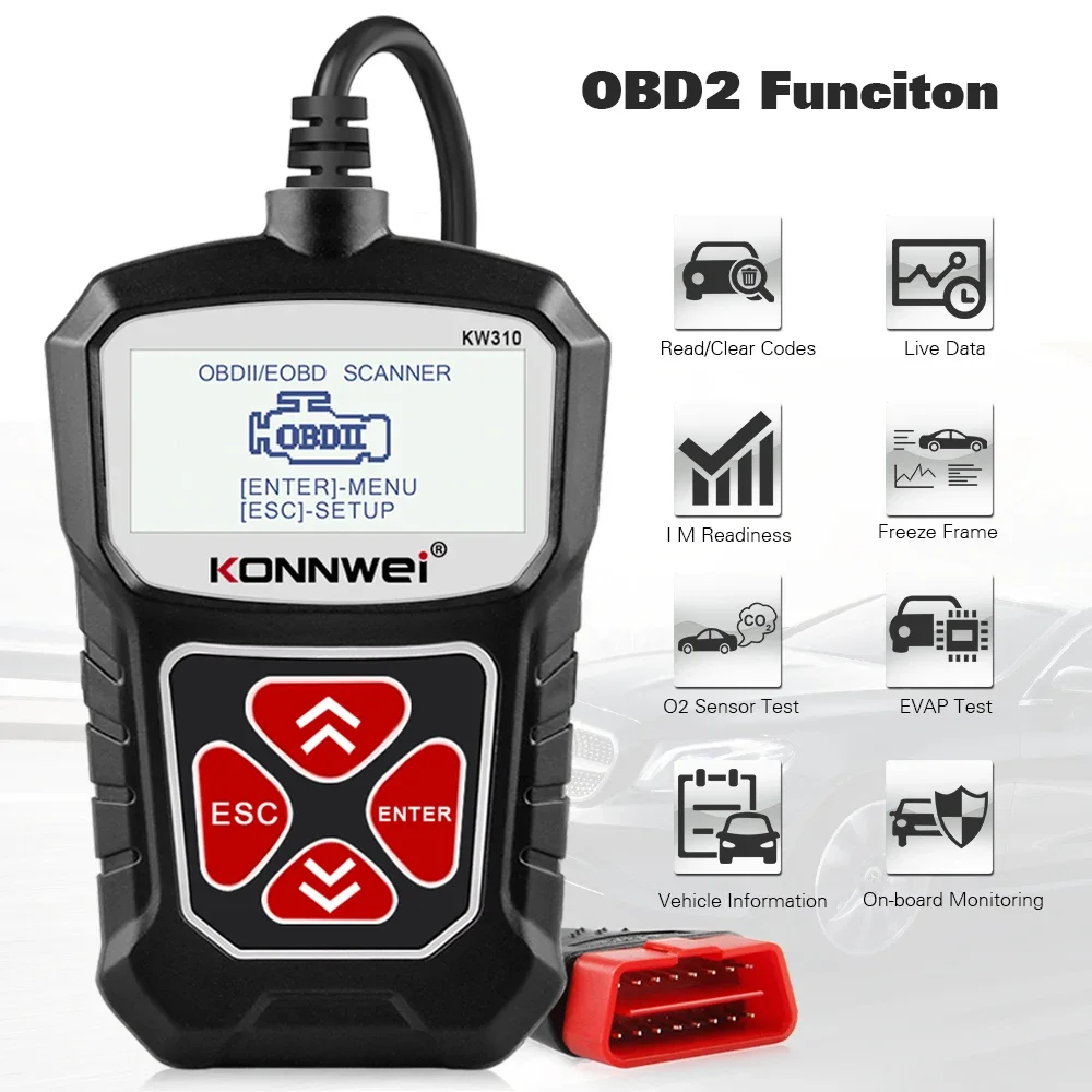 2025 KONNWEI KW310 OBD2 Scanner Auto Diagnostic Tools OBDII EOBD Code Reader For 12V Car DiagnosIs PK CR3001 CR3008  ELM 327 2