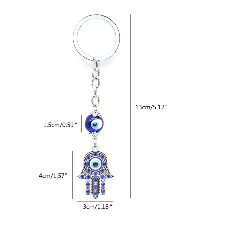 R2LE Evil Eye Alloy Hamsa Keychain Hand Fatima Protection Charm