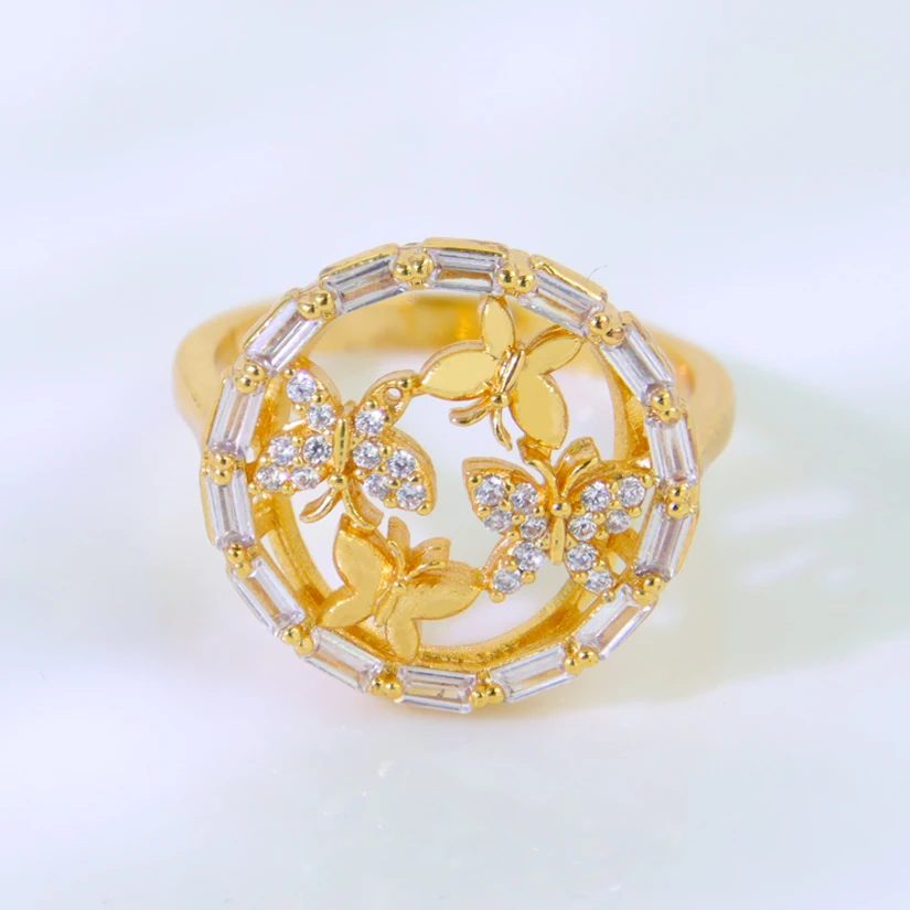 Luxus Dubai vergoldet Ringe 21k Gold Farbe italienischen Zirkon Cocktail Ring Saudi Oman muslimische Frauen Mode Event Party Schmuck – Detail 8