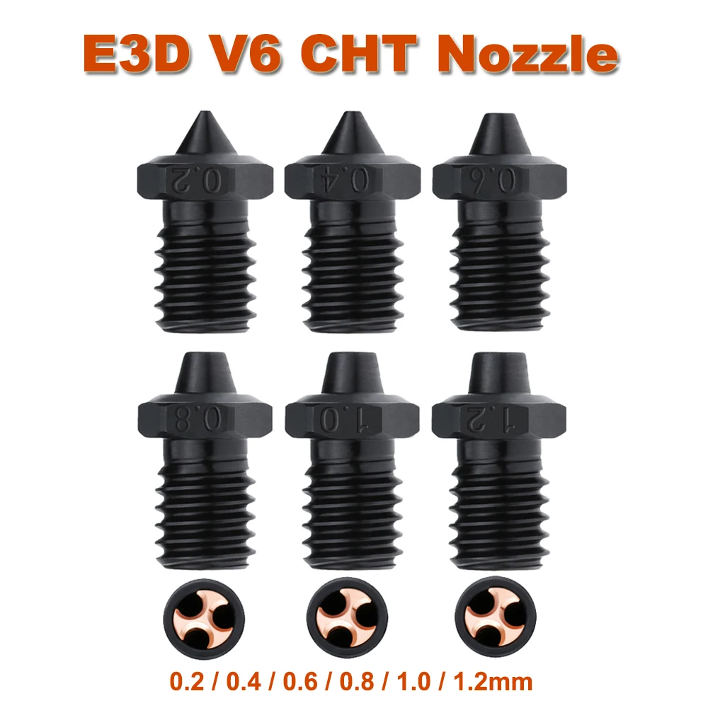 

3PCS High Flow CHT Nozzle V6 Hardened Steel E3D V6 Nozzle Clone CHT For Ender 3 Hotend Titan Extruder Prusa i3 MK3 3d Printer