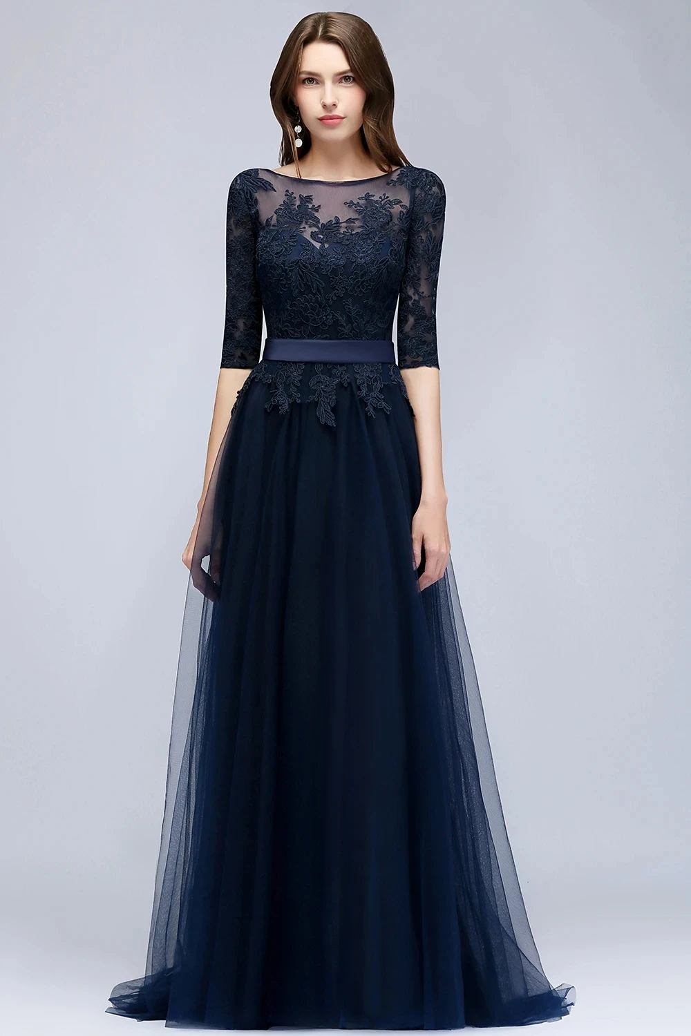 Dress for Mother of Bride Illusion Lace Appqulies Bodice Backless Tulle Chiffon Skirt Long Maxi Elegant Woman Gowns