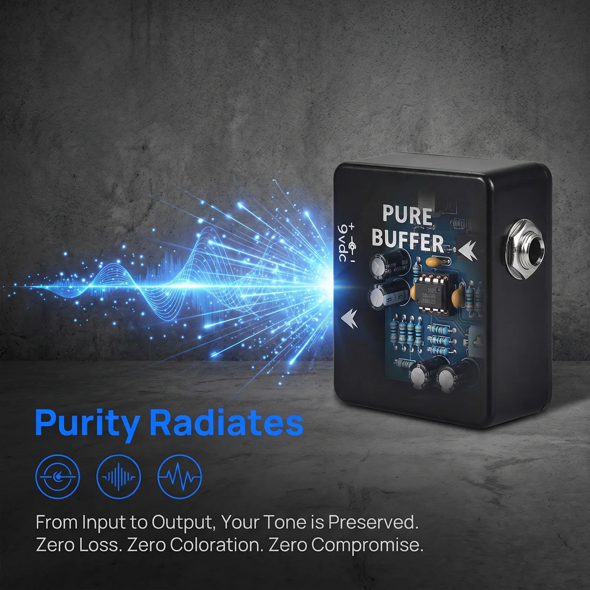Mosky PURE BUFFER 기타 버퍼 이펙트 페달 ? 풀 메탈 하우징, 1/4인치 입/출력, 커패시턴스 제거, 미니 사이즈