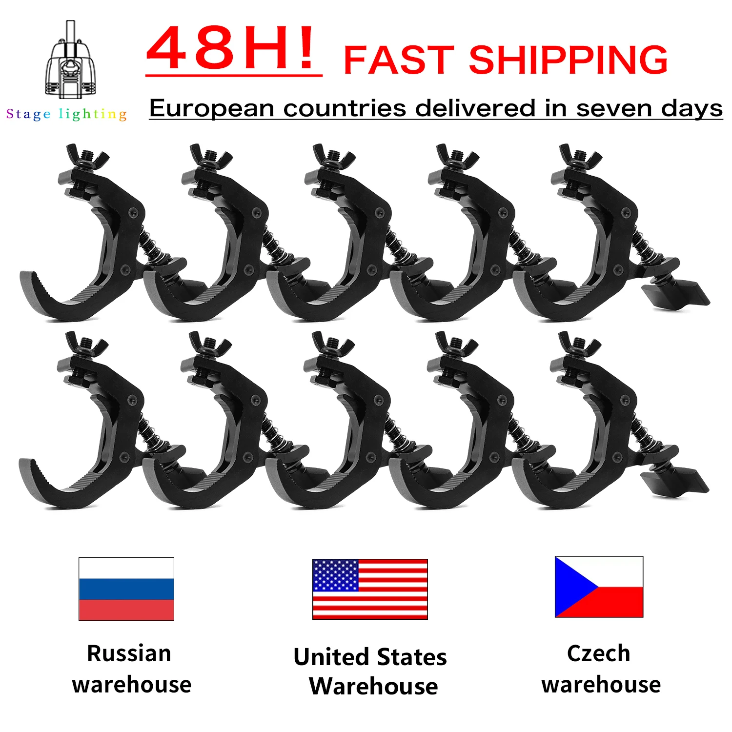 10 Pz/Lotto Ganci Resistenti Durevoli Morsetto In Lega Di Alumimun 150Kg 40-60Mm Staffa Stage Light Hook Light Clamp Holder Truss