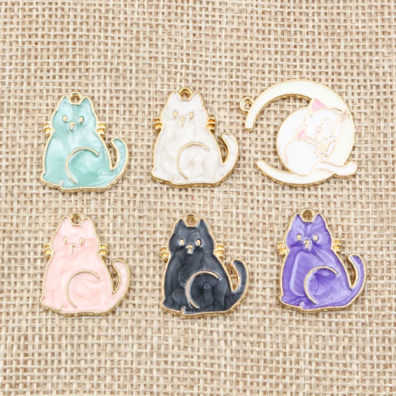 10pcs Emaille Kleine Katze Charms Anhänger DIY Schmuck Machen Zubehör für Ohrring Armband Halskette Finding Handwerk Liefert
