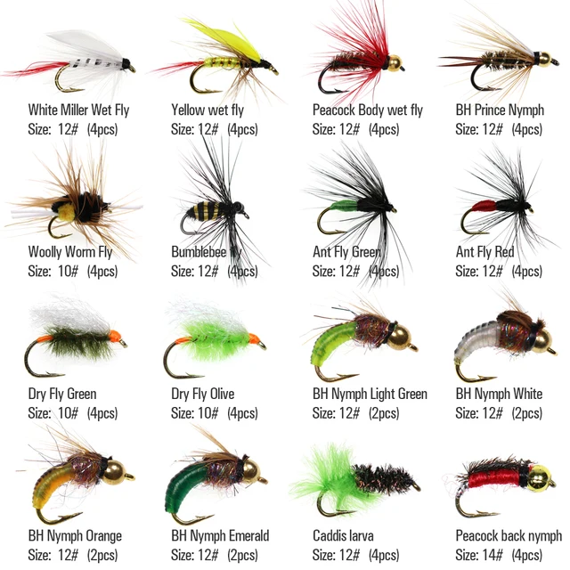 ROKC Premium Fly Fishing Flies Assortment Dry, Martinique