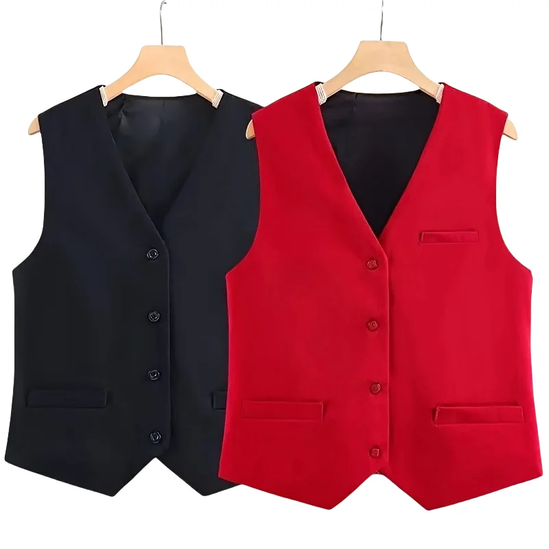 Vintage Elegant Plus Size Office Lady's Waistcoat V-Neck Sleeveless Top New Matching Loose Women's Vest Retro  Coats & Jacket