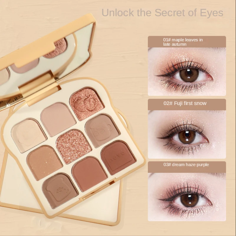 NOVO Toast 9 Colors Matte Eyeshadow Palette Pearlescent Eye Plate Cute Makeup Palette Female Cosmetic Lasting Nature Beauty eye shadow eye shadow plate