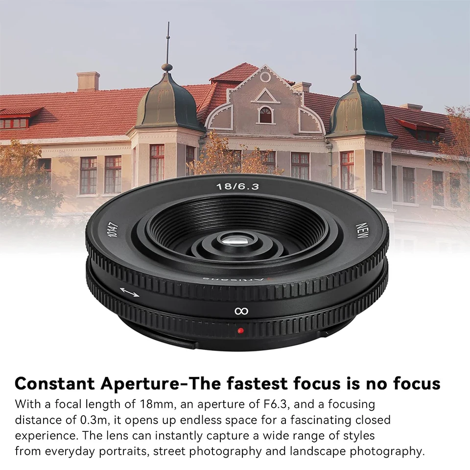 7artisans APS-C 프레임 18mm F6.3 마크 II 초슬림 카메라 렌즈 ( E, 후지필름 X, 니콘 Z, M43 마운트) 스트리트 사진 촬영용