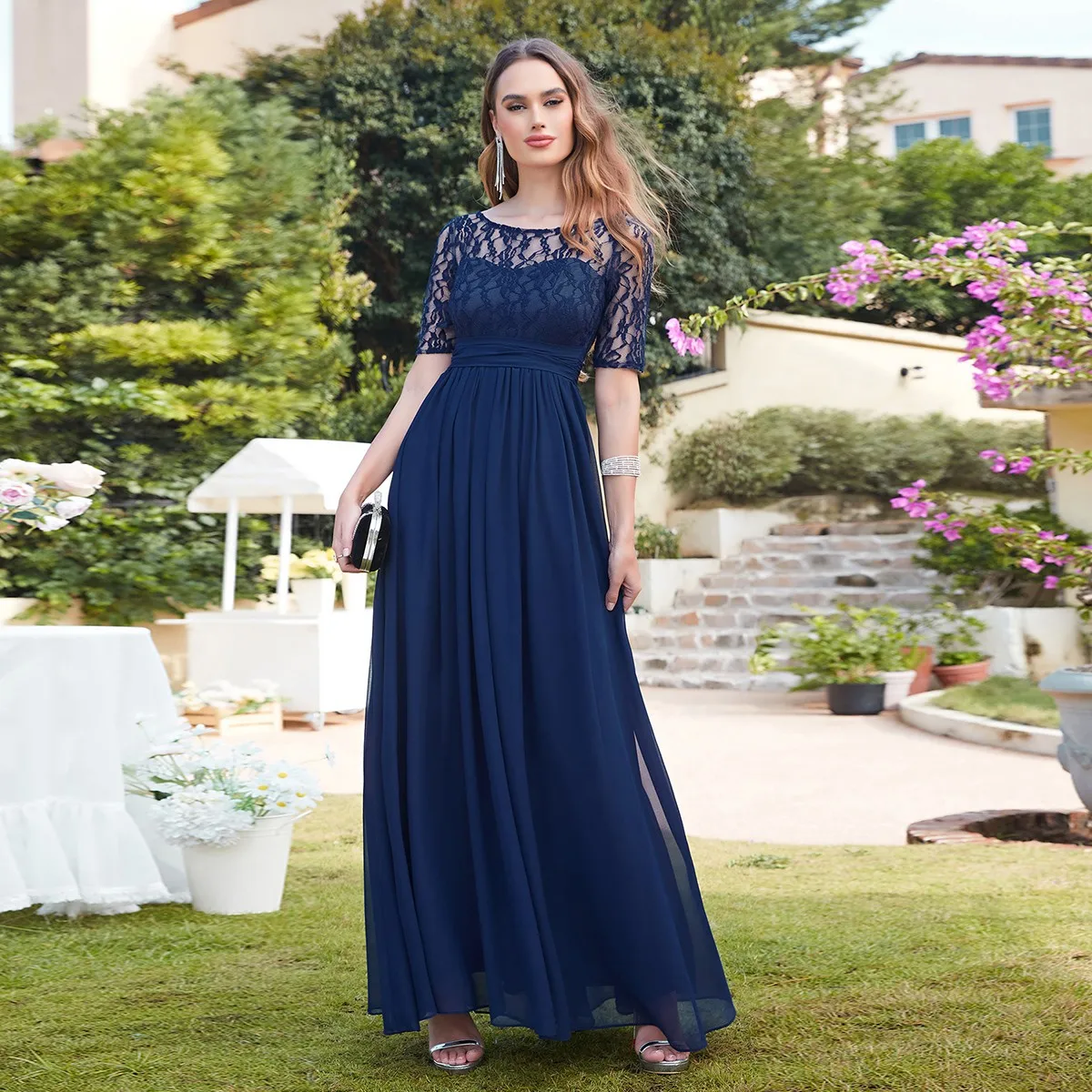 Vestido De Dama De Honor Largo De Gasa Boho Azalea main image 1