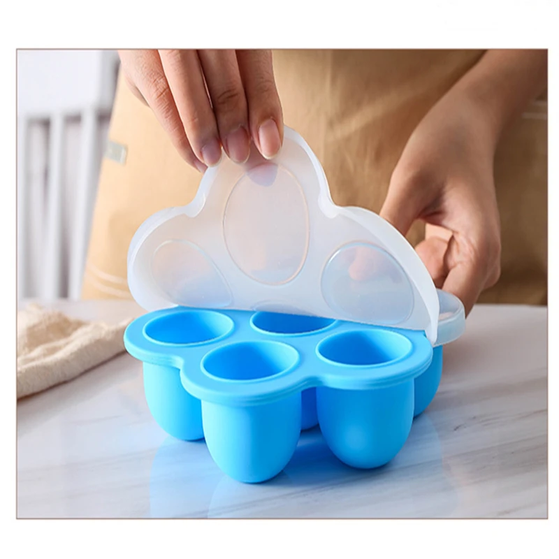 7 Holes Reusable Silicone Baby Food Freezer Tray Crisper Egg Bite Mold BPA  Free Storage Baby Food Storage Containers With Lid