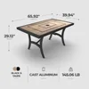 Highland 40 by 66 Inch Al Fresco Dining Table with Grouted Wood Look Tile Top and Cast Aluminum Frames, Black/Taupe 5