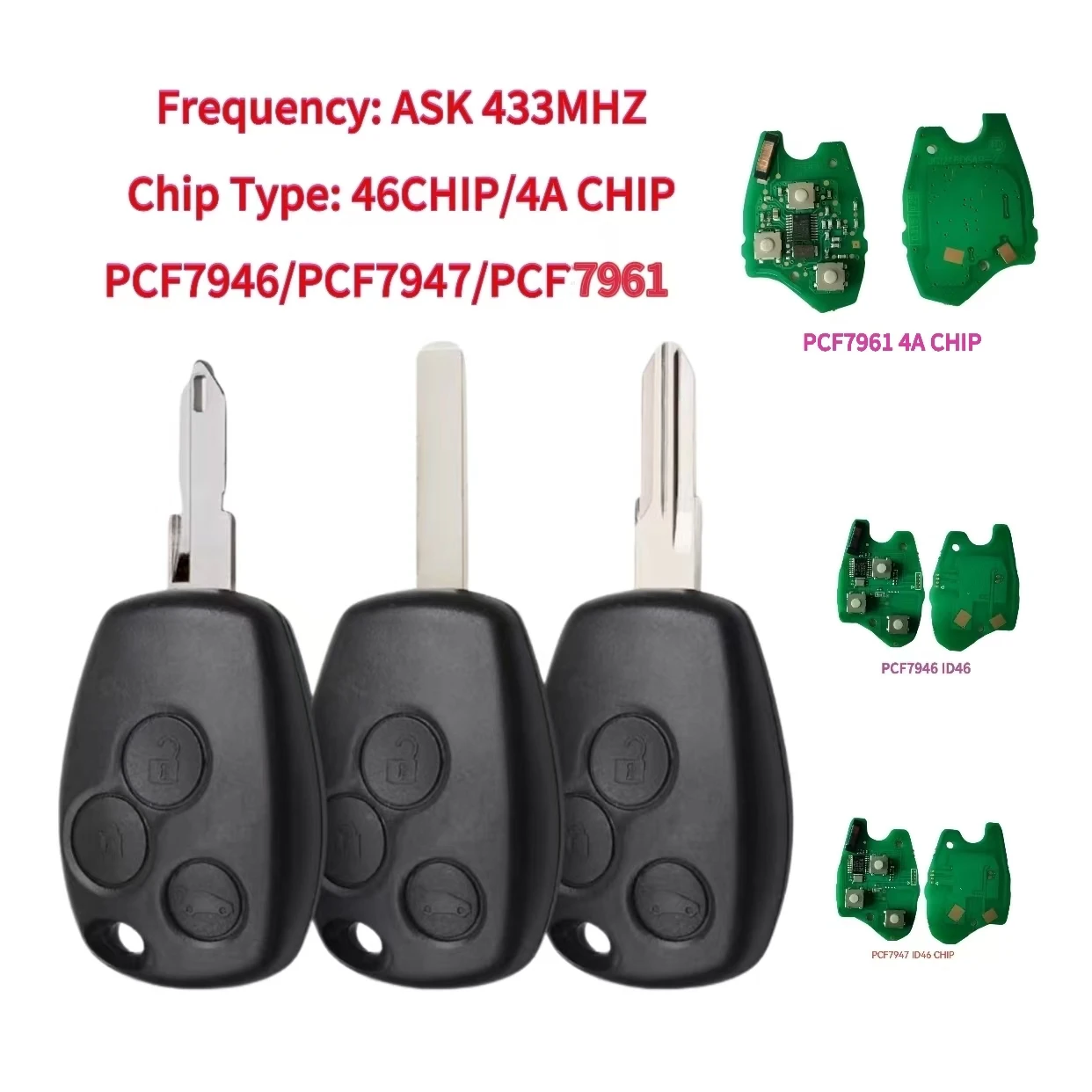 JINGXIN Funkschlüssel PCF7946/pcf7947/4A Chip 3BT 434 MHz Für Renault Trafic Vivaro Primastar Movano Ersatz Control Fob Keyless