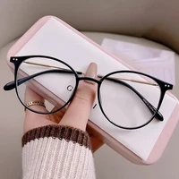 Dame à la mode fini myopie lunettes femmes cadre rond bleu lumière bloquant lunettes hommes unisexe rétro moins dioptrie lunettes 2