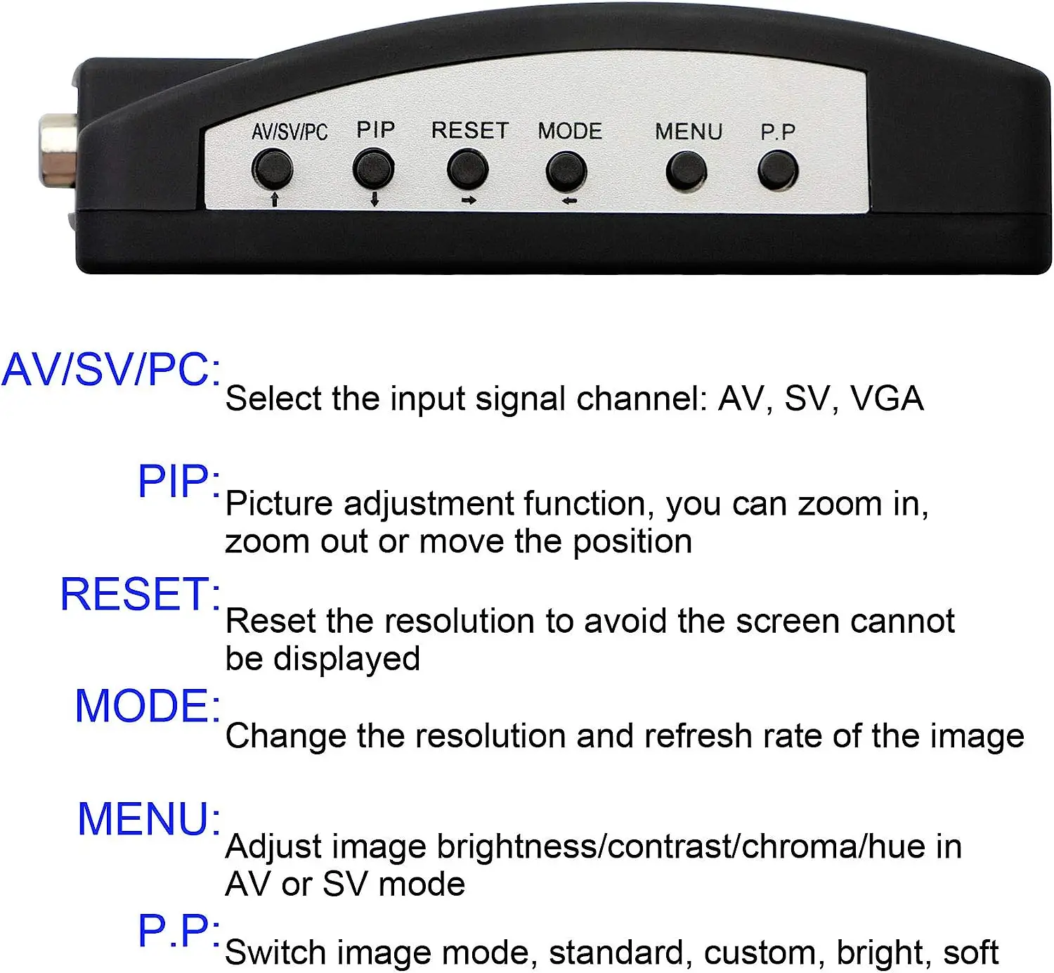 S-video Composite RCA AV to VGA Converter vga to av converter With USB Power Supply For TV to PC (VGA Cable Not Included)