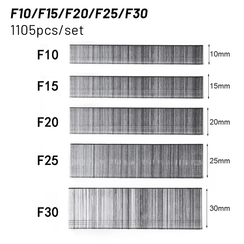 1105pcs F15/F20/F25/F30 Staples Straight Brad Nail 304 Stainless Steel Nail Gun Nailer Staple For DIY Home/Gardening Woodworking 5