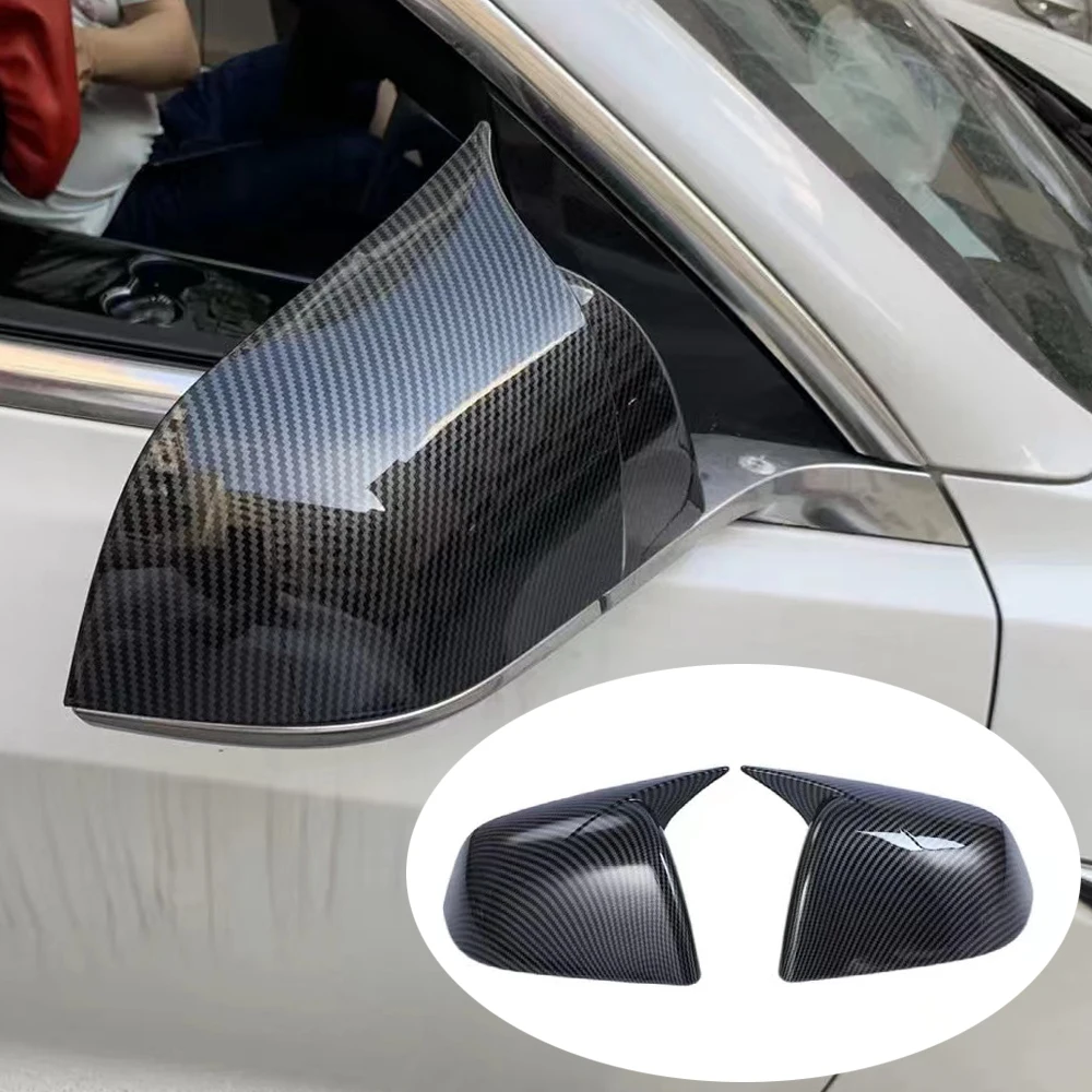 

Car For Tesla Model 3/Y Car Rearview Mirror Cover Shell Carbon Fiber Horn Mirror Cover Car Exterior Modification Decoration