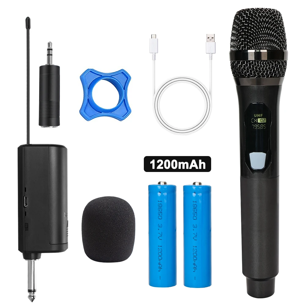 Microphone sans fil UHF aste avec batterie, récepteur aste, convient
