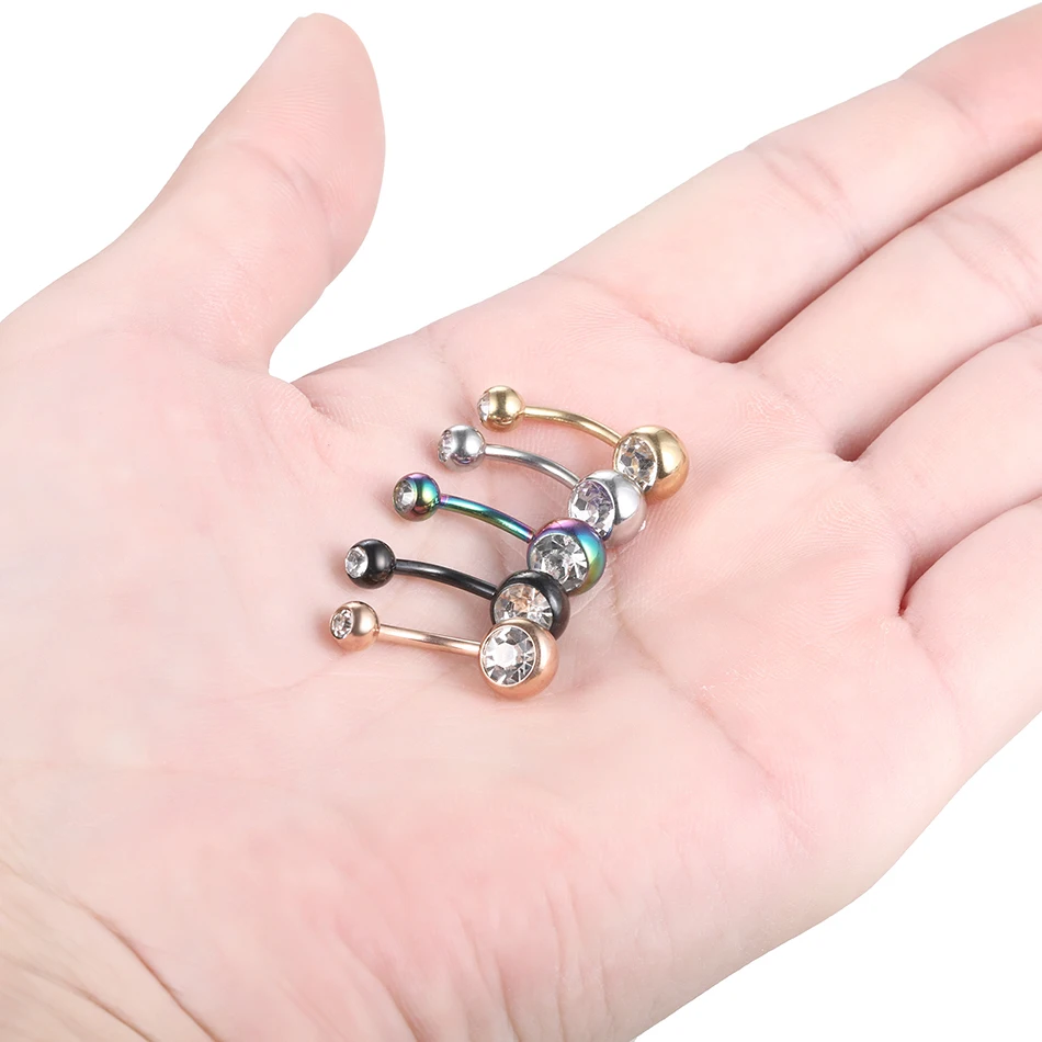 ANNEAU DE PIERCING,Rose GoldPiercing de nombril en or pour femmes, 1 pièce, boule ronde en