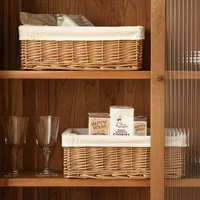 Wicker Woven Storage Basket Handmade Weaving Wicker Baskets Desktop Sundries Organizer Closet Wardrobe Sorting Boxes Supplies 2
